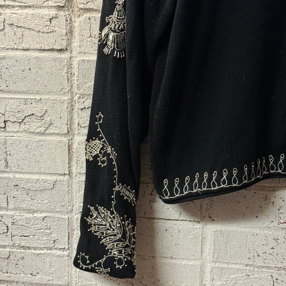 All Week Long Black Beaded Cardigan Sweater Women’s Medium - Picture 8 of 10